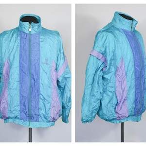 Blue jacket Vintage windbreaker 90s windbreaker Shell jacket Men&#39;s raincoat Retro jacket Men&#39;s outwear Track jacket Athletic jacket
