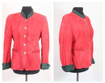 German blazer Suede blazer Oktoberfest jacket Trachten jacket Alpine jacket Womens national jacket Austrian jacket Long blazer Size Medium