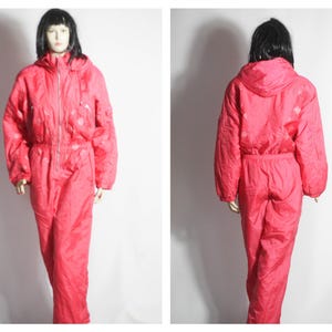 Oversized Pink ski suit Womens ski suit Winter suit Warm suit Snow suit Warm suit Vintage suit Ski jumpsuit Ski overal One piece suit