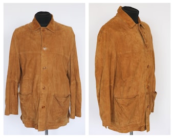 Vintage italian blazer leather jacket Mens jacket Leather jacket Size large Genuine Outwear Brown jacket Aviator jacket Classic bomber