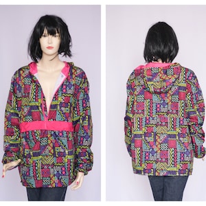 Vintage colorful jacket Sports jacket Womens windbreaker Vintage windbreaker 90s clothes Retro jacket Raincoat Casual jacket fashion