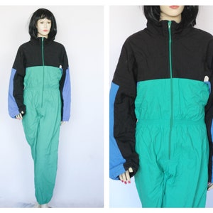 Oversized turquoise ski suit Womens ski suit Winter suit Warm suit Snow suit Warm suit Vintage suit Ski jumpsuit Ski overal One piece suit