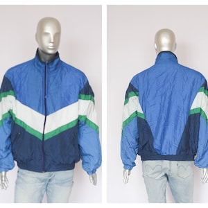 Blue jacket Vintage windbreaker 90s windbreaker Shell jacket Men&#39;s raincoat Retro jacket Men&#39;s outwear Track jacket Athletic jacket