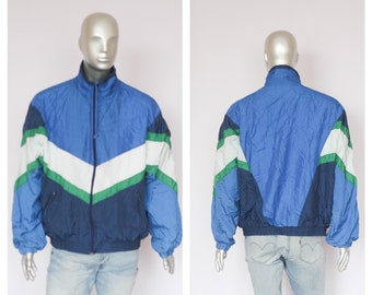 Blue jacket Vintage windbreaker 90s windbreaker Shell jacket Men's raincoat Retro jacket Men's outwear Track jacket Athletic jacket