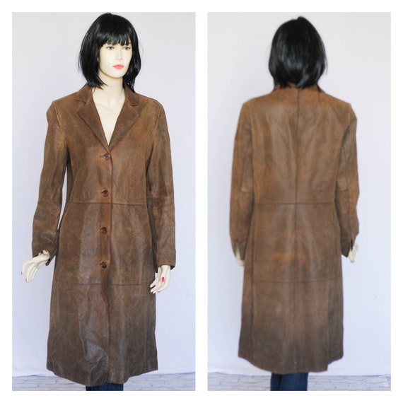 Genuine Leather Coat Vintage Coat Long Coat Brown Coat Womens - Etsy