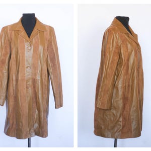 Genuine leather coat Vintage coat Long coat Brown coat Womens coat Leater blazer Long blazer Leather clothes 90s leather coat Autumn coat
