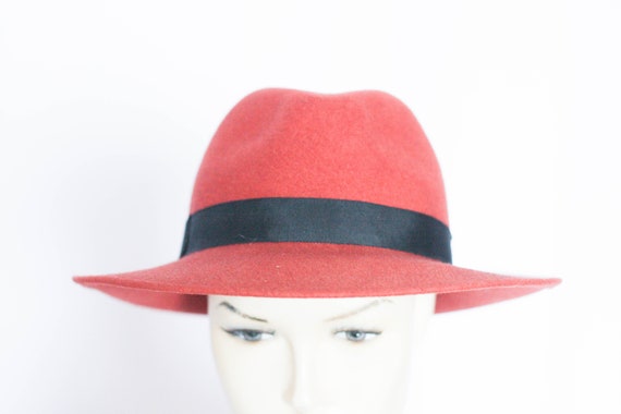 Vintage wool hat Womens fedora Size small Camel t… - image 6