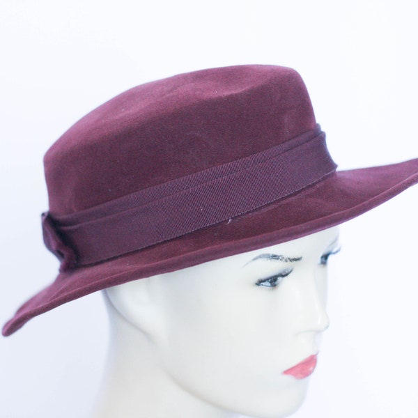 Vintage wool hat Womens fedora Size small Purple hat Wool hat Warm hat Winter hat Casual fedora Wool fedora Ladies hat Retro hat