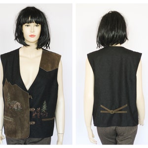 Vintage national vest Wool vest German vest Alpine vest Oktoberfest clothing Womens vest Austria clothes Bavarian vest NAtional cardigan