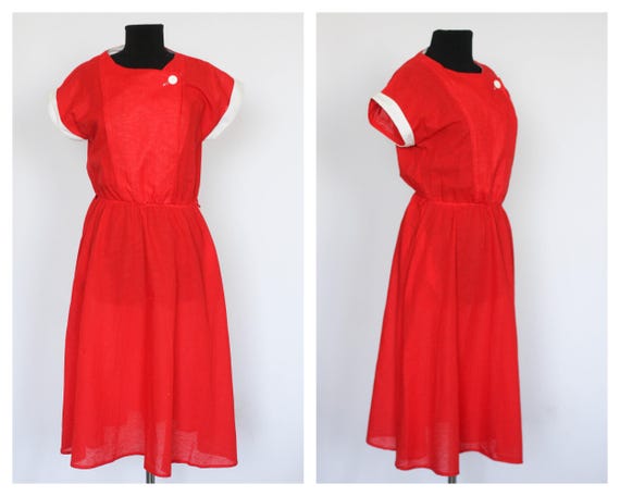 Lightweight dress Summer dress Red dress Wrap dress Midi dress PArty dress Vintage dress Retro dress Boho dress Gypsy dress Qute dress Short