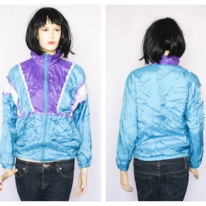 Puma Vintage blue jacket Sports jacket Womens windbreaker Vintage windbreaker 90s clothes Retro jacket Purple jacket Casual jacket fashion