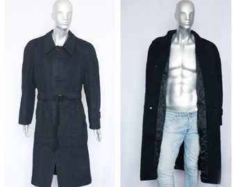 Italian wool coat Men's coat Belted coat Classlack coat Warm coat Winter coat Size xl Winter Outerwear Formal coat Long coat