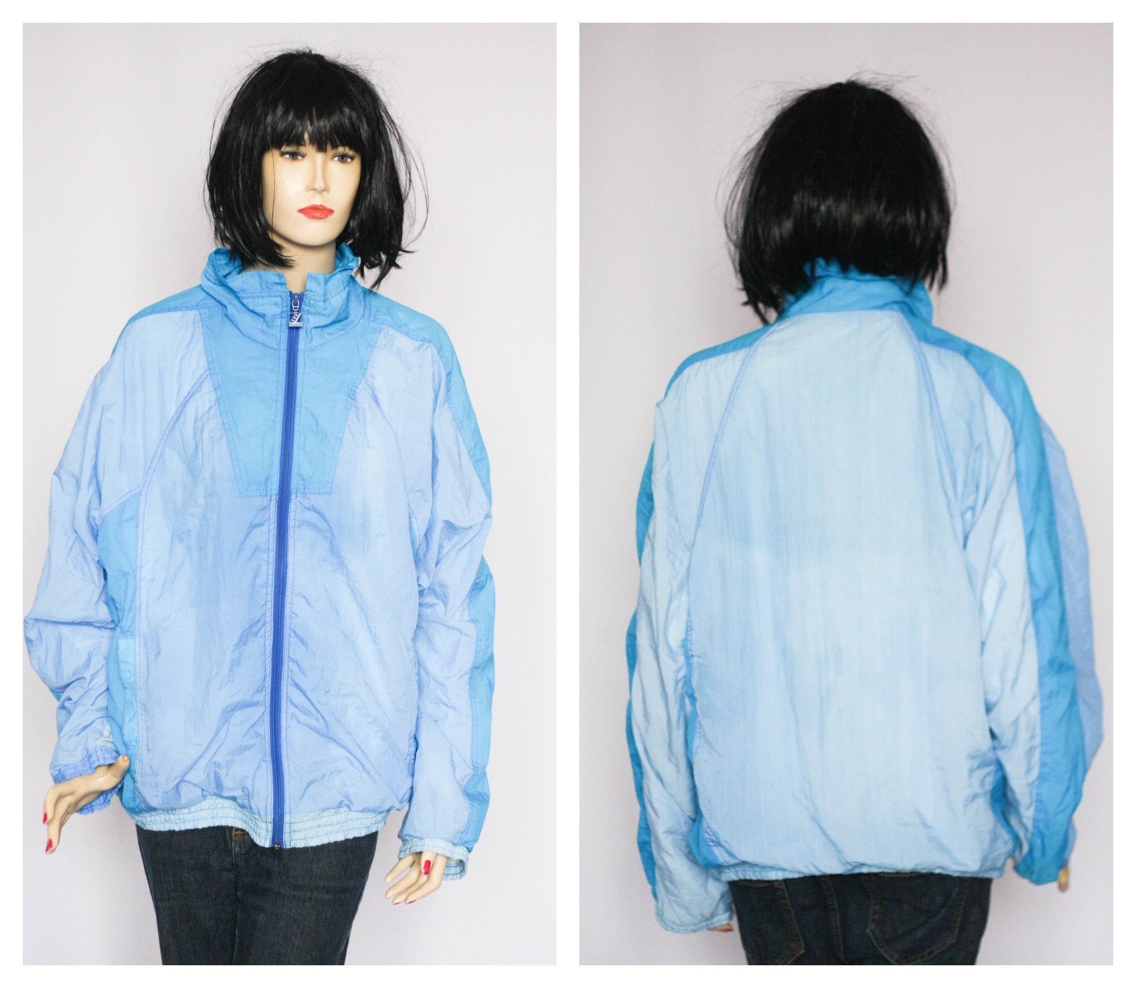 Vintage Blue Jacket Sports Jacket Womens Windbreaker Vintage 