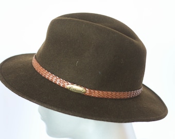 Vintage Nature Co. John Muir Collection Canvas Fedora Size L John Muir Sierra Club Dark Brown 100% Wool #5923 Fedora Hat  main image 2