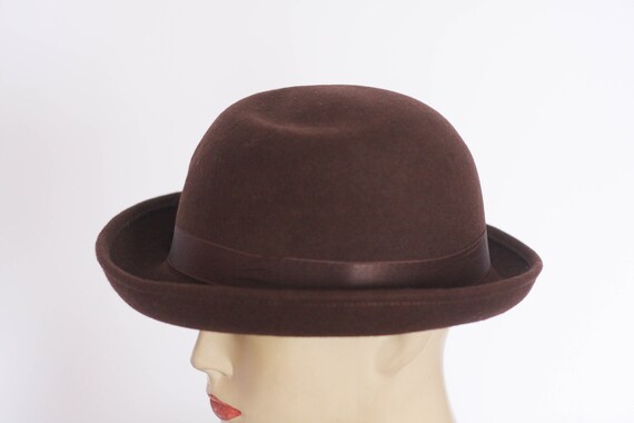 Brown Vintage wool hat Womens fedora Size small h… - image 3