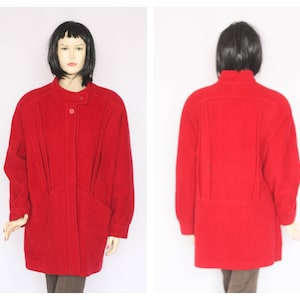 Oversized coat Loose coat Wool coat Size medium Winter overcoat Warm coat Womens coat Womens outerwear Retro coat Wool coat Red coat