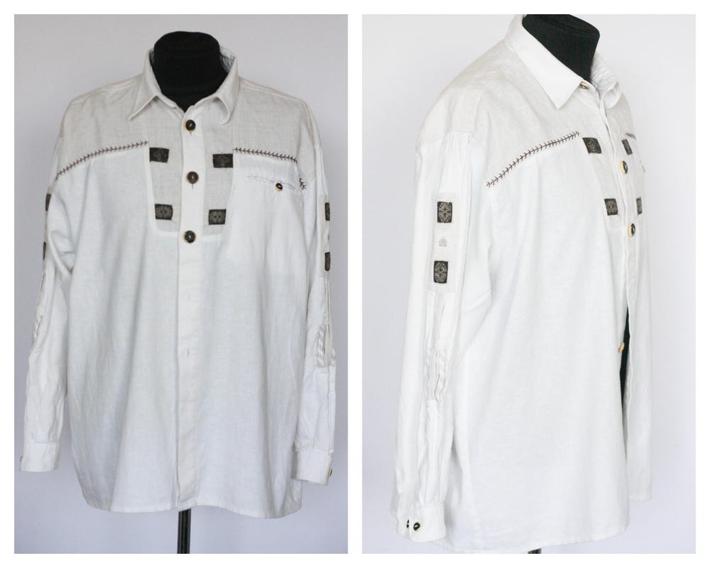 Teechic Style Oktoberfest Shirt Linen Shirt Men'S Shirt Long Sleeve Shirt Size Xxl Ethnic Shirt Trachten Shirt Bavarian Shirt Austrian Shirt Hipster Shirt
