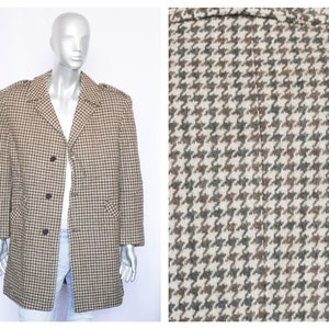 Casaco Houndstooth Casaco marrom Casaco de lã Casaco quente Casaco de inverno Tamanho XL Casaco masculino Casaco de inverno Casaco de inverno Casaco clássico Casaco diário