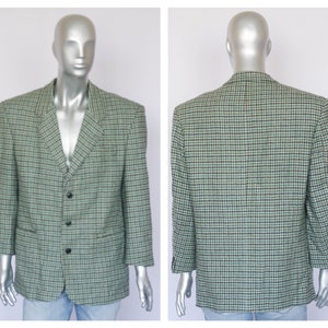 Blazer xadrez masculino Blazer de lã Casaco xadrez Casacos masculinos Jaqueta esportiva Tamanho grande Blazer de tweed Blazer casual Blazer vintage Blazer de noite