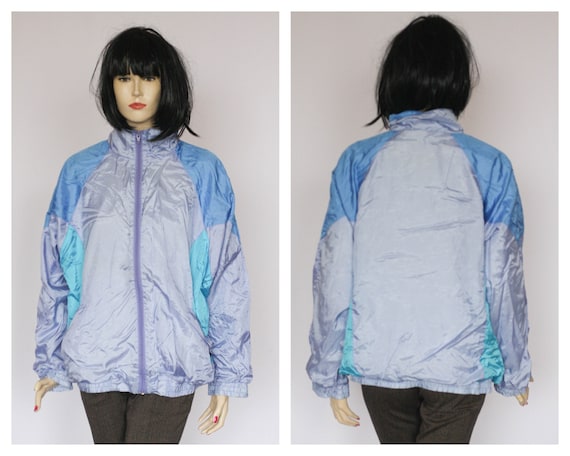 90s jacket Windbreaker for women Sport top Athletic jacket Size large Schell jacket Track top Multicolour jacket Rainbow jacket 80s fashion