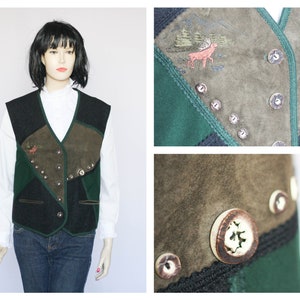 Vintage national vest Wool vest German vest Alpine vest Oktoberfest clothing Womens vest Austria clothes Bavarian vest  Pachwork vest