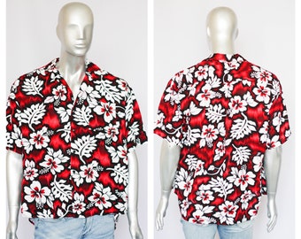 Floral shirt Party Shirt Summer shirt Men's shirt Red shirt Flowers shirt Size XXL Short sleeve  Hippie shirt Festival shirt Abstract
