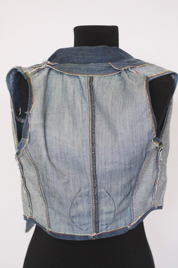 Vintage Jeans Weste Damen Weste Blaue Weste Blauer Jeans Weste