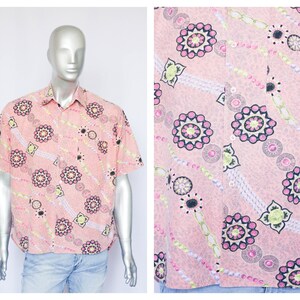 Abstract shirt Boho shirt Men&#39;s shirt short sleeve shirt size large shirt Abstract print Ethnic hippie shirt Paint shirt Hipster shirt