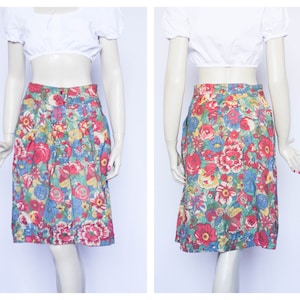 Lightweight Vintage midi skirt Long skirt Floral skirt Flowers skirt Womens skirt  Summer skirt Peonies skirt Size medium Midi skirt