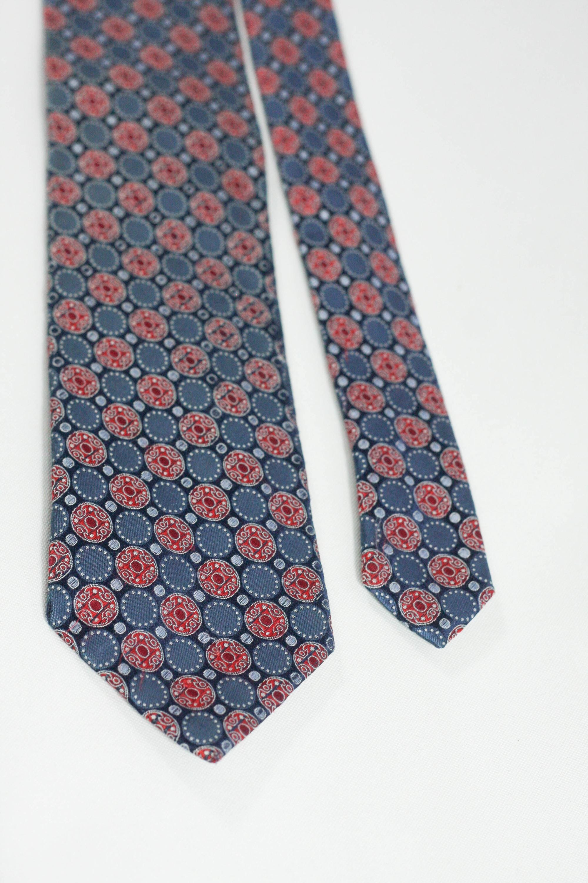 90s Deadstock Silk Necktie, Men Vintage Colorful Silk Abstract Circle Print Necktie main image 1