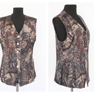 Vintage vest Vest for women Brown vest Stripped vest Women waistcoat Cropped sweater Sleeveless sweater Vest top Elegant vest Secretary vest