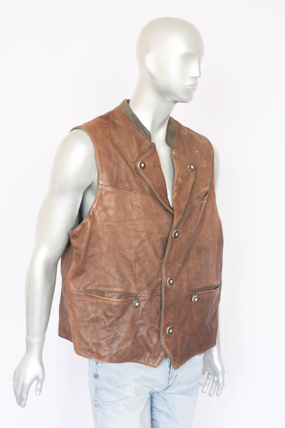 Vintage smooth leather national vest German vest … - image 5