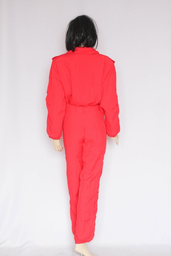 Red 80s  ski suit Size medium vintage ski suit Wo… - image 7