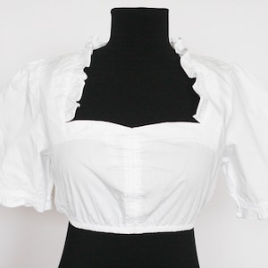 Size medium Dirndl blouse Crop blouse Vintage blouse Novelty blouse Oktoberfest top Womens blouse Bavarian blouse Austria blouse  White top