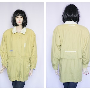 Yellow autumn jacket Womens trench Spring coat Size medium Fabric coat Casual coat Long coat Autumn coat Loose coat Autumn parka