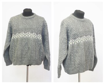 Extra warm Irish Gray sweater Mens sweater Vintage sweater Warm Sweater Ice wool Winter clothing Cozy  knitwear Loose sweater
