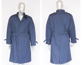 Mens winter trench coat Spring coat Cotton coat Warm coat Autumn coat Blue coat Classic coat Raincoat Military coat Vintage coat Retro coat