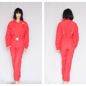 Vintage pink suit Ski siut Womens suit Snow suit Winter jumpsuit Ladies winterwear Skiing suit Warm suit Snow suit Retro suit Size large