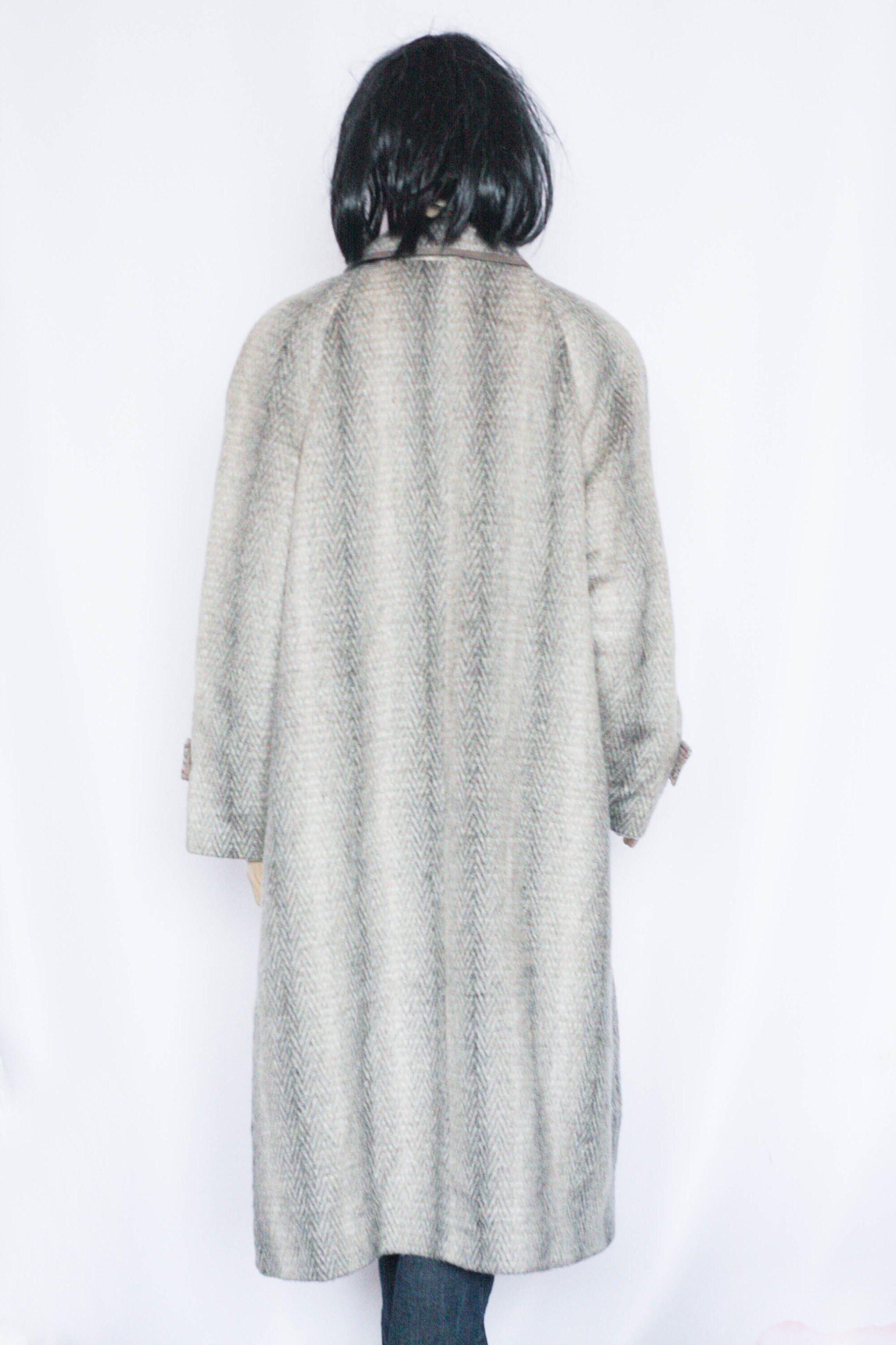 Alpaca Wool Long Coat Size Large Wool Vintage Coat Gray Coat