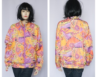 Vintage colorful jacket Sports jacket Womens windbreaker Vintage windbreaker 90s clothes Retro jacket Raincoat Casual jacket fashion