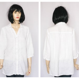 Clasic Bluse Leinen Oversized Bluse Lange Bluse 3/4 Ärmel Bluse Vintage Bluse Urlaub Bluse Damen Shirt lose Bluse Classic Bluse