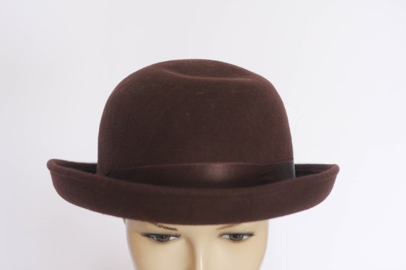 Brown Vintage wool hat Womens fedora Size small h… - image 4