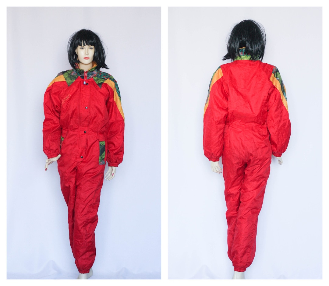 Oversized Red Ski Suit Womens Ski Suit Winter Suit Warm Suit Snow Suit
