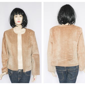 Brown blazer Leather jacket Short blazer Tan Jacket  Loose jacket Retro blazer Vintage blazer Boho blazer Size large