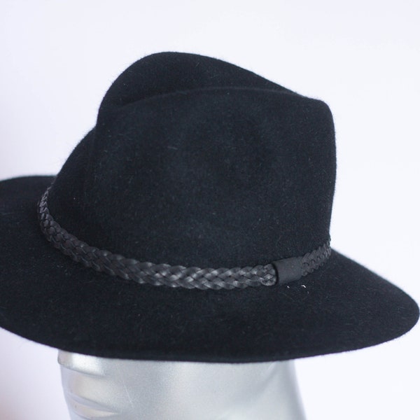 Classic fedora Mens hat Black hat Wool hat Casual fedora Size Small 56 Mens pillbox Formal hat Winter hat Retro hat Gentelman hat
