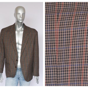 Size large Vintage mens blazer Wool blazer Plaid blazer Stylish blazer Wool jacket Casual blazer Brown blazer Tweed blazer mens Clothing