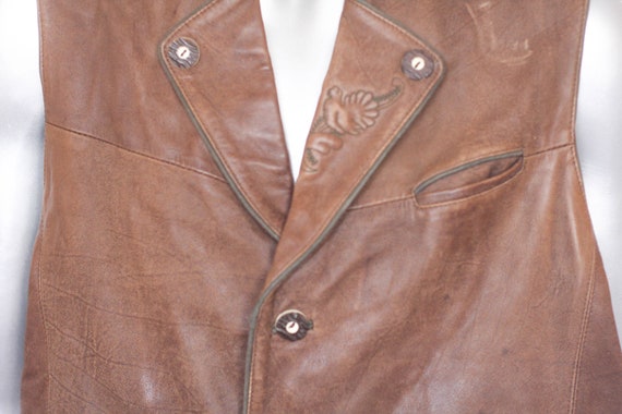 Vintage smooth leather national vest German vest … - image 3