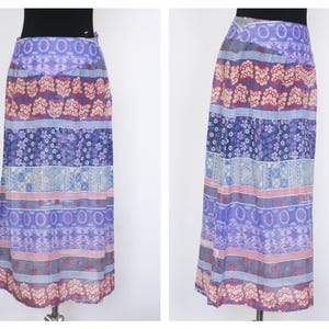 Super lightweight maxi skirt Long skirt Floral skirt Flowers skirt Womens skirt Abstract skirt Summer skirt Size large Midi skirt