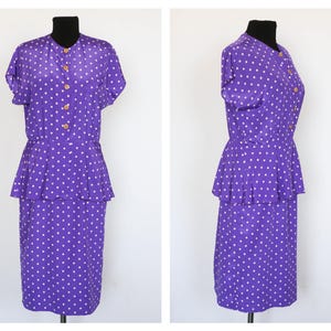 Vintage dotted dress Polka dot dress 3/4 sleeve dress Sarafan dress Button up dress Evening dress Party dress Womens Dress Size large