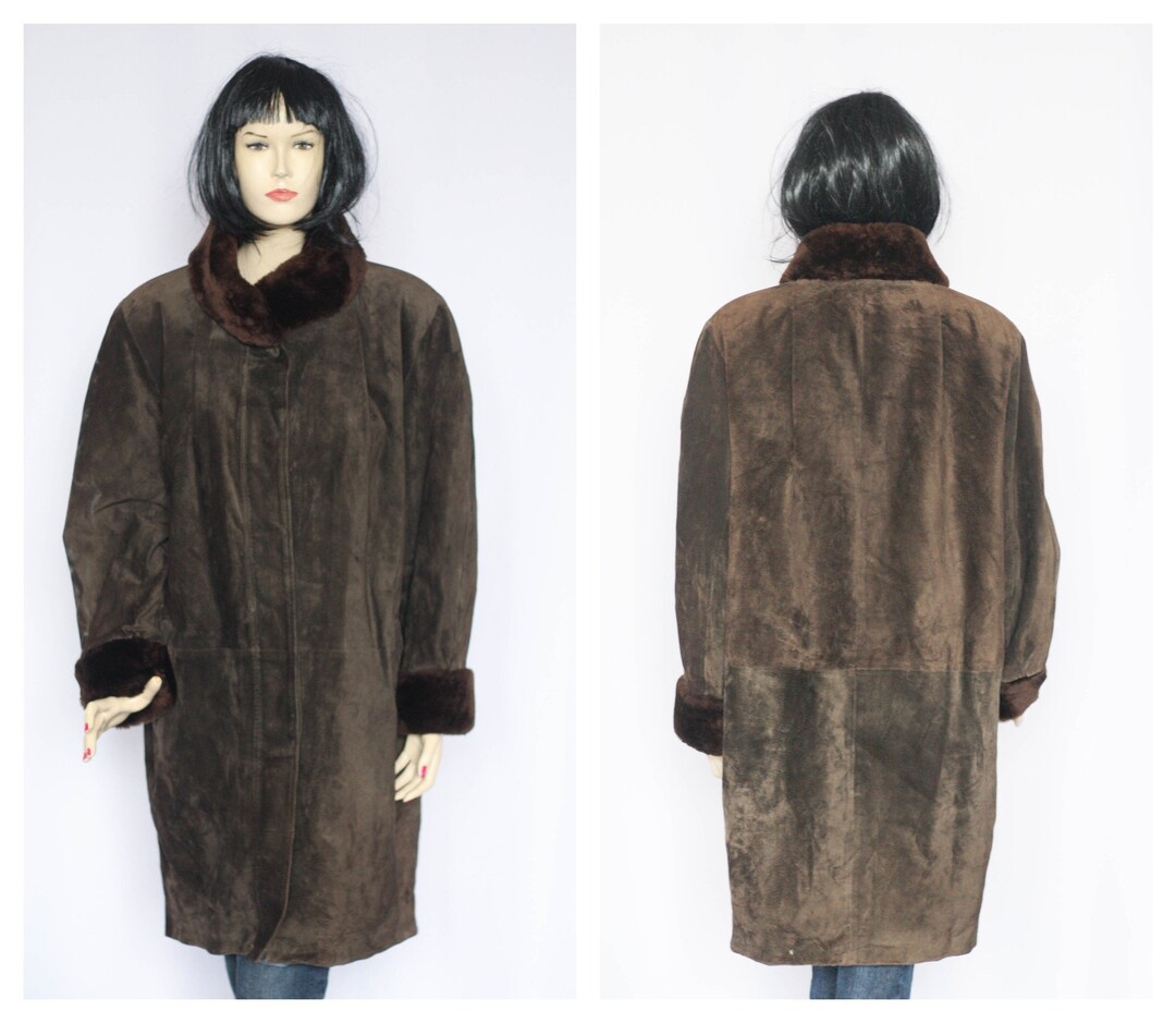 Full Size Vintage Faux Fur Trim Longline Coat Plus Size